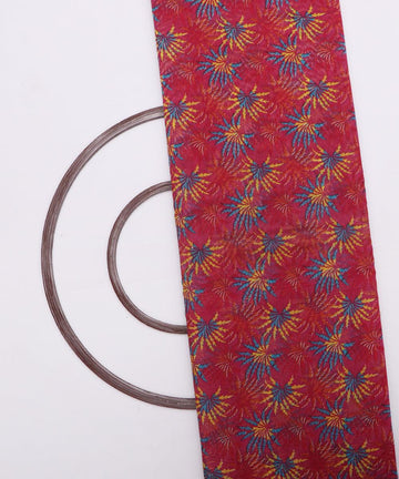 pink yellow blue floral print chanderi fabric